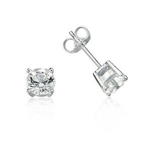 ♥️ Renaissance Collection 14k White Gold CZ Stud Earrings Sterling Silver